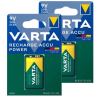 Varta Oplaadbare 9V / E-block / 6HR61 Ni-Mh Batterij (2 stuks, 200 mAh)